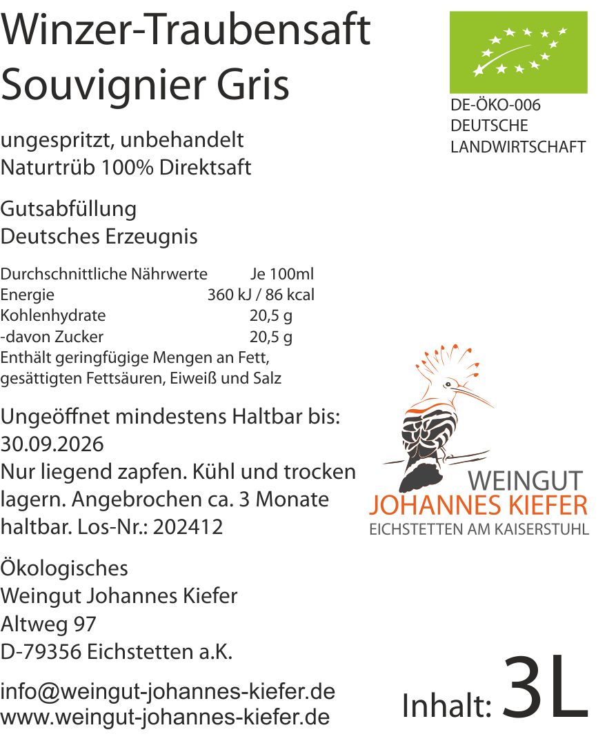 Winzer-Traubensaft Souvignier Gris Bio