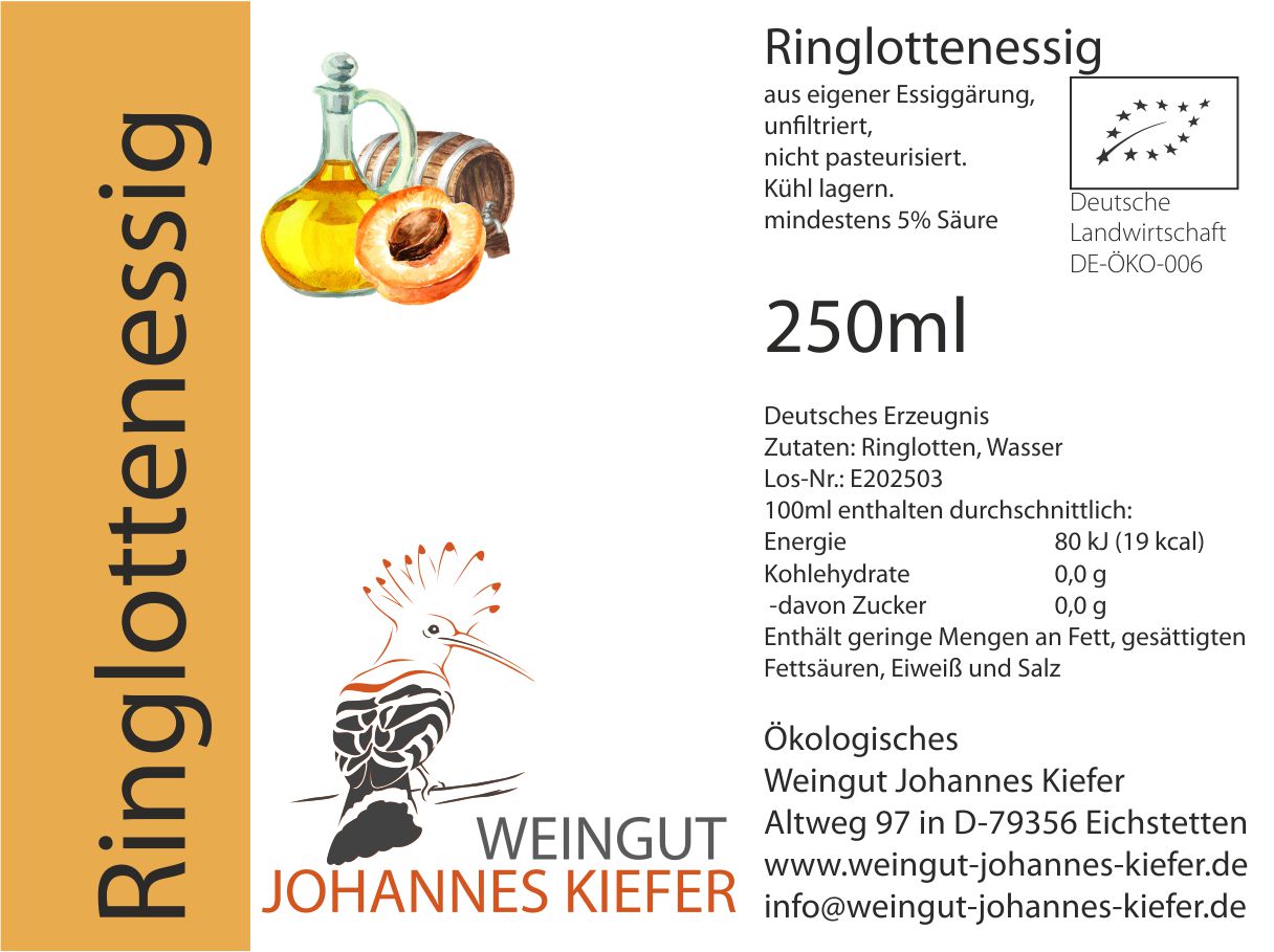 Ringlottenessig Bio 250 ml Ringlottenessig Bio 250 ml