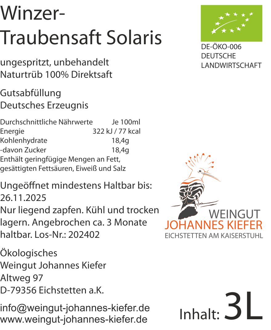 Winzer-Traubensaft Solaris