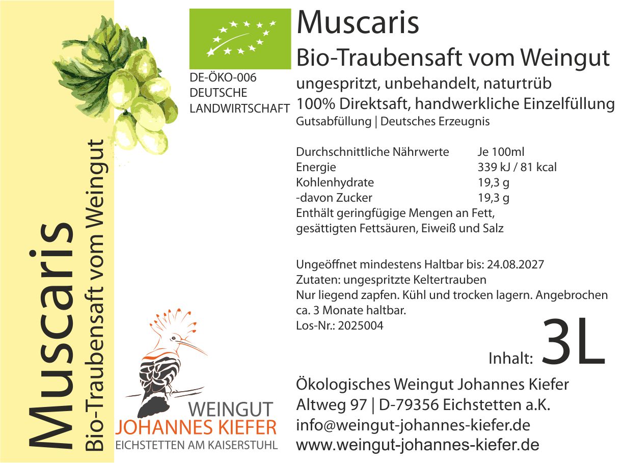 Muscaris Bio-Traubensaft 3 Liter
