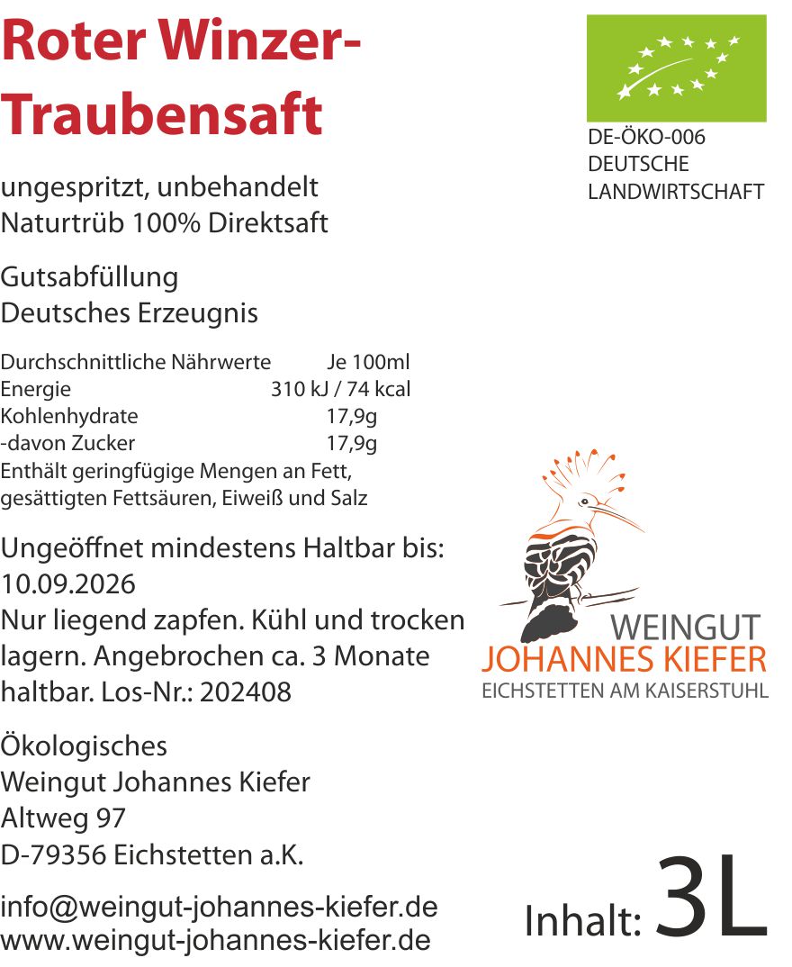 Roter Winzer-Traubensaft Bio