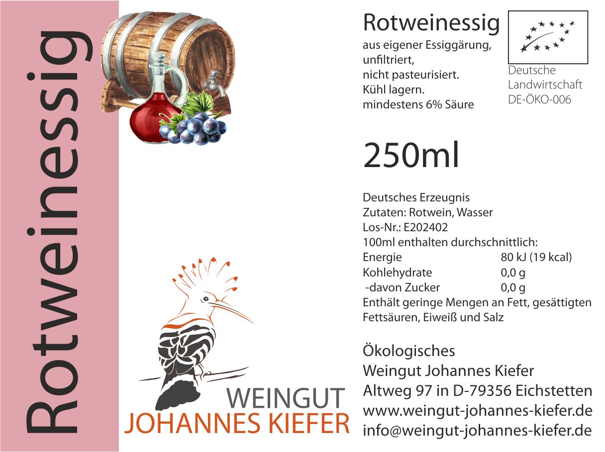 Rotweinessig Bio 250ml Rotweinessig Bio 250ml